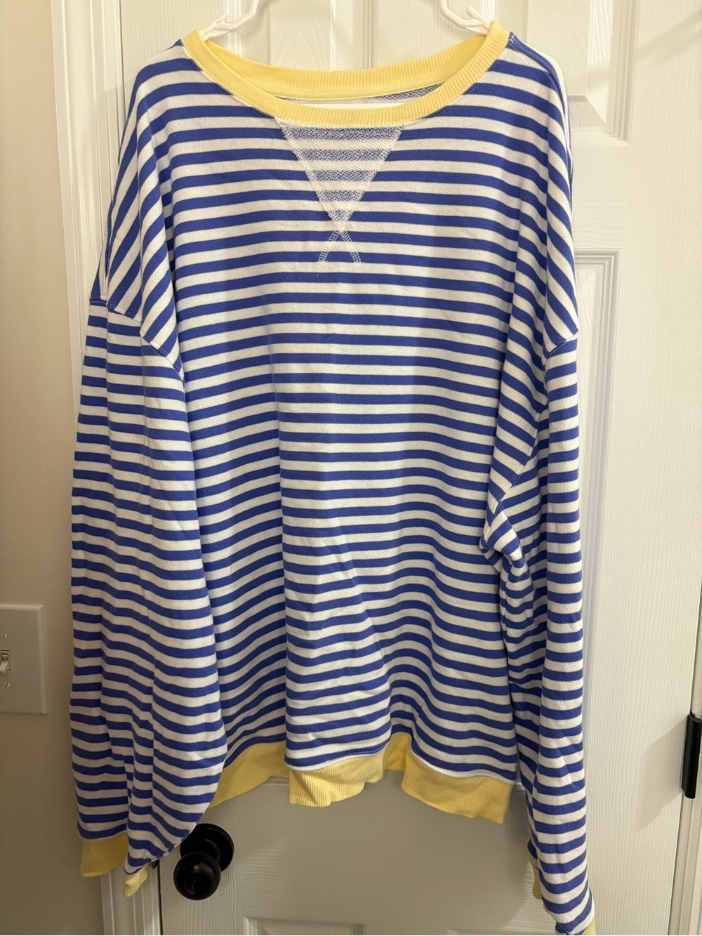 Free People blue and white striped sweatshirt